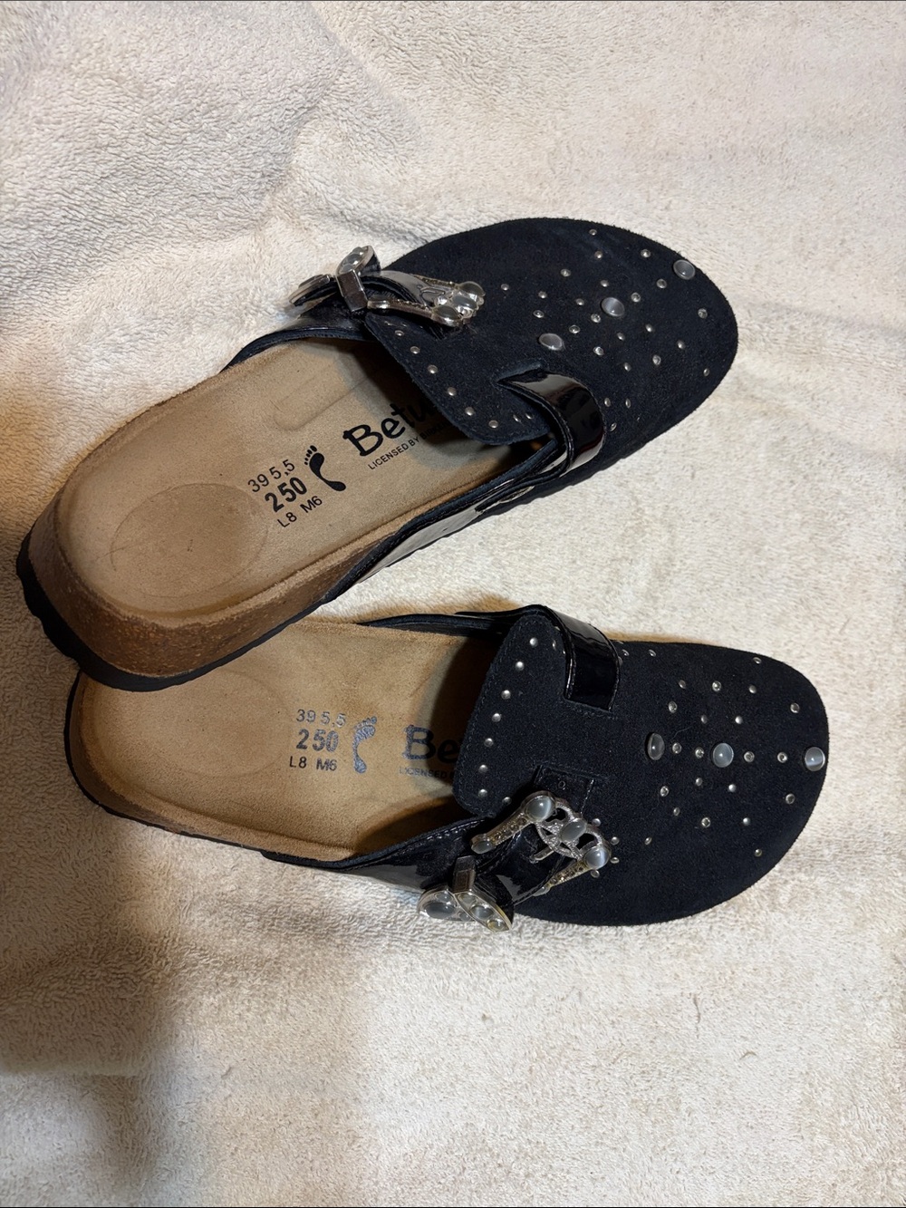 Birkenstock Black Kids Slip-On Clogs with Stud and Buckle Accents